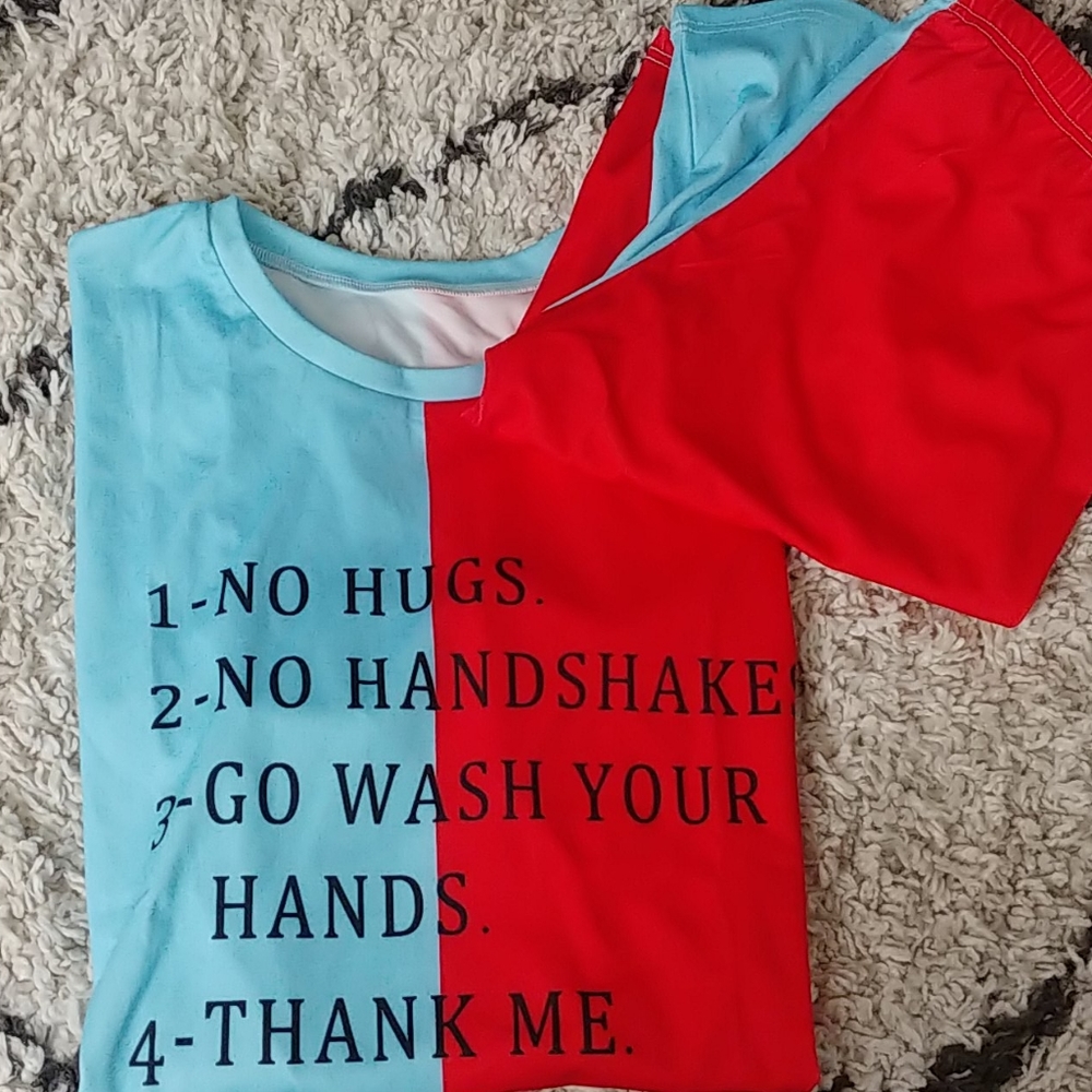 New casual letter patchwork red/blue plus size